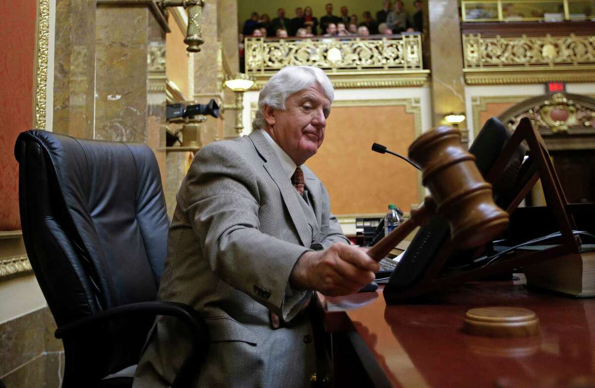 Rep. Rob Bishop, R-Utah, former speaker of the house, calls the Utah House of Representatives to order for the start of the 2015 legislative session at the Utah State Capitol Monday, Jan. 26, 2015, in Salt Lake City. Utah lawmakers kick off their legislative session on Monday as they prepared to devote the first week to preliminary budget meetings. Among the items they'll need to consider is a plan to relocate a state prison in Draper, whether or not they'll expand eligibility for Medicaid and a package of reforms to Utah's criminal justice system. (AP Photo/Rick Bowmer)