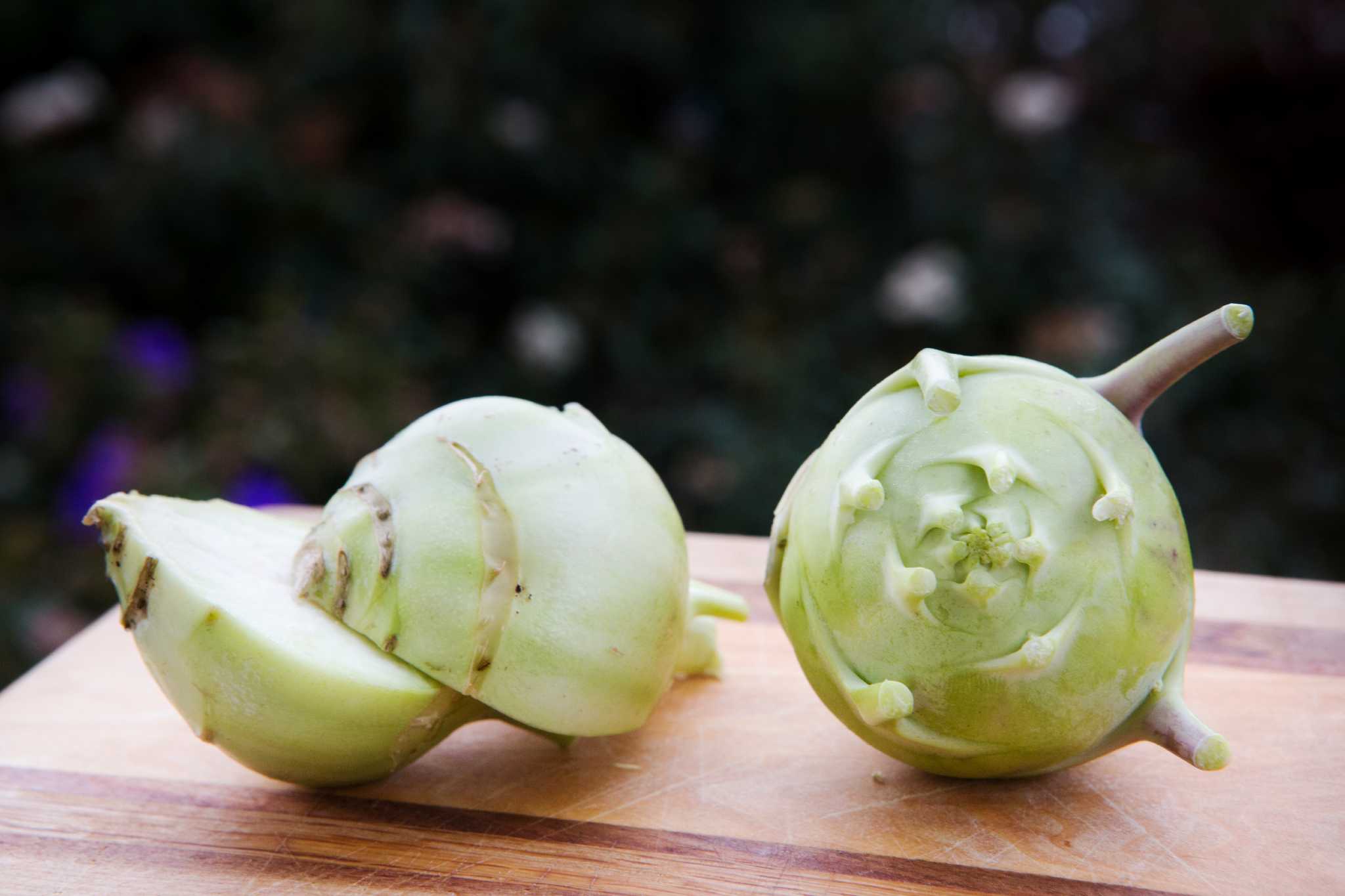 Curiously crunchy kohlrabi has edible leaves; peel and cook for a