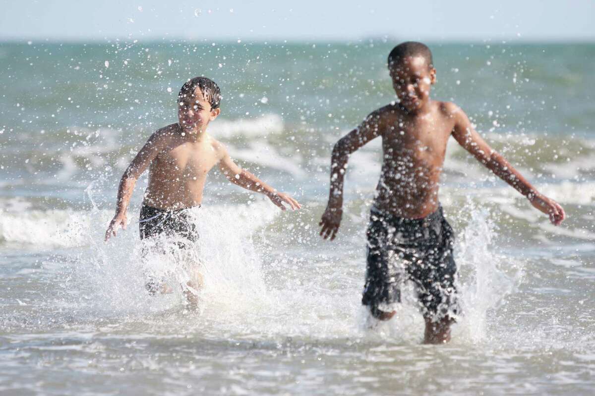 Blue water temporarily invades Galveston Island beaches