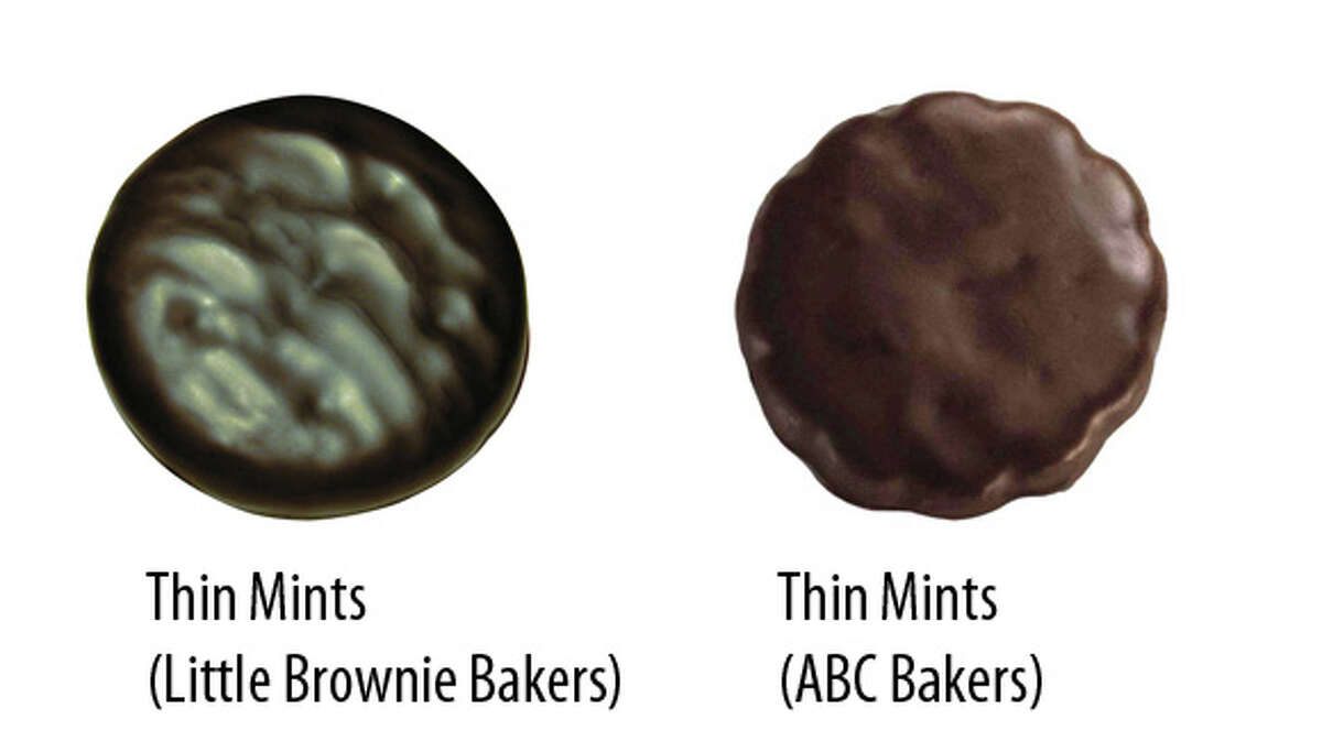 Sold in Dallas: Thin Mints by Little Brown Bakers Sold in Houston: Thin Mints by ABC Bakers