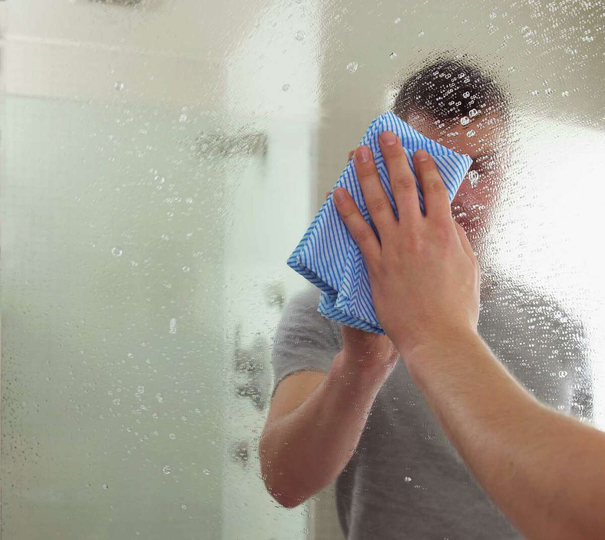 Clean only the dirty part of a mirror or window. Spraying cleaner on the cloth instead of the mirror will save time, too.