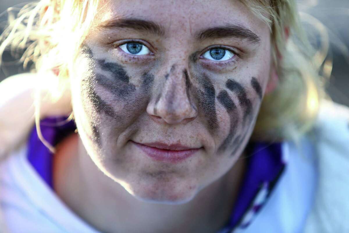 Player Erica Roark of the Boise State Thestrals shows her competitor's face paint during the U.S. Quidditch Northwest Championship, a qualifier for the U.S. Quidditch World Cup. Seven regional teams competed at Starfire Sports Complex in Tukwila on Saturday, March 7, 2015.
