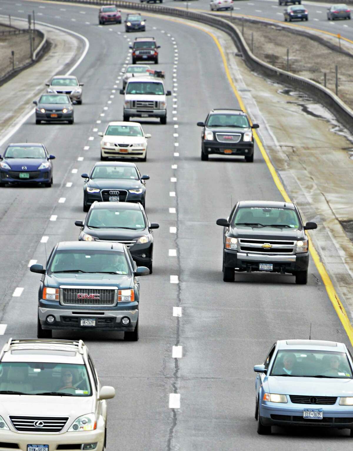 I-87 traffic heads north towards the Riverview Road overpass Tuesday March 10, 2015, in Clifton Park, N.Y. (John Carl D'Annibale / Times Union)