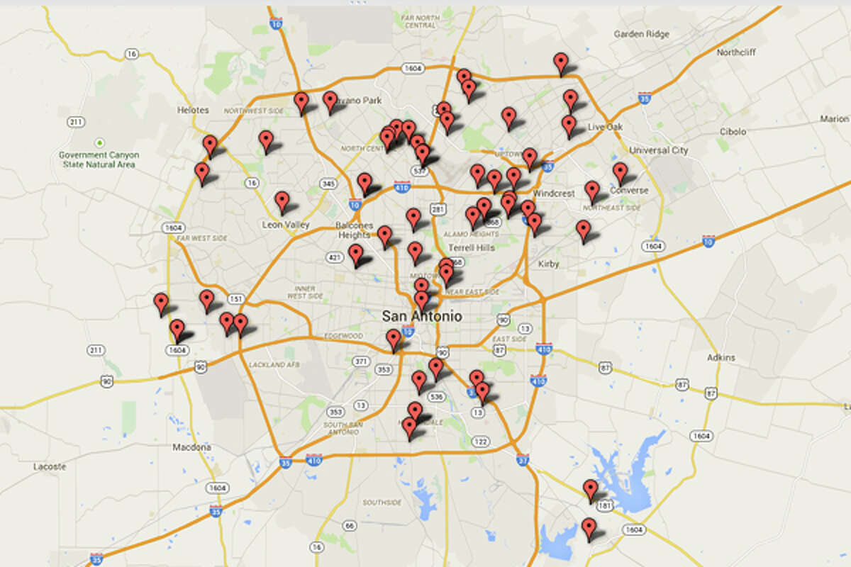 DEA: Addresses of some locations where law enforcement agencies reported they found chemicals or other items that indicated the presence of either clandestine drug laboratories or dumpsites in the San Antonio area from from 2004-2012.Click through to get detailed looks at each part of the city.