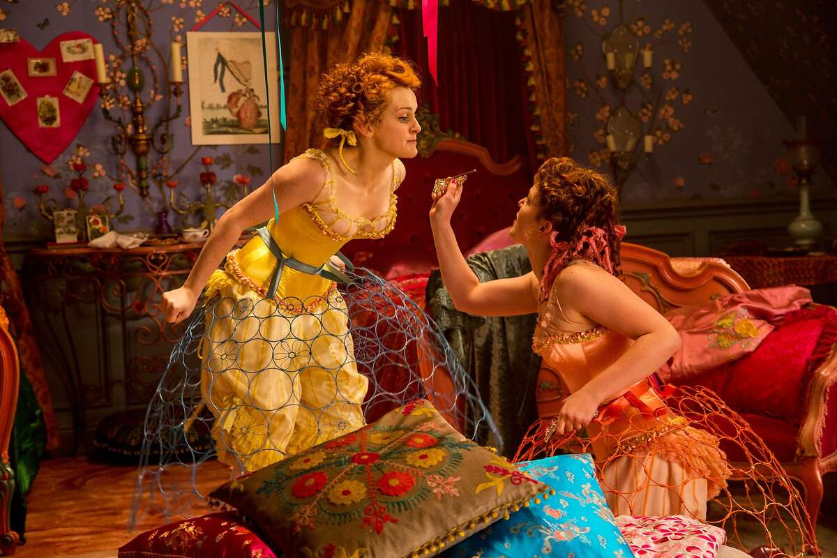 This image released by Disney shows Sophie McShera as Drisella, left, and Holliday Grainger as Anastasia in Disney's live-action feature inspired by the classic fairy tale, "Cinderella." (AP Photo/Disney, Jonathan Olley)