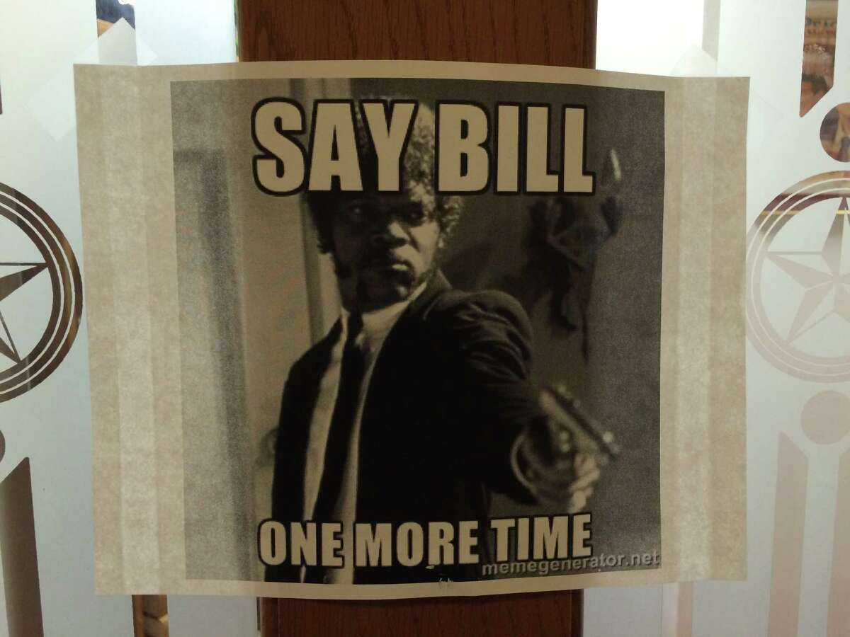 Sign posted on Rep. Tony Dale's door Friday morning in light of the 6 p.m. deadline to file legislation.