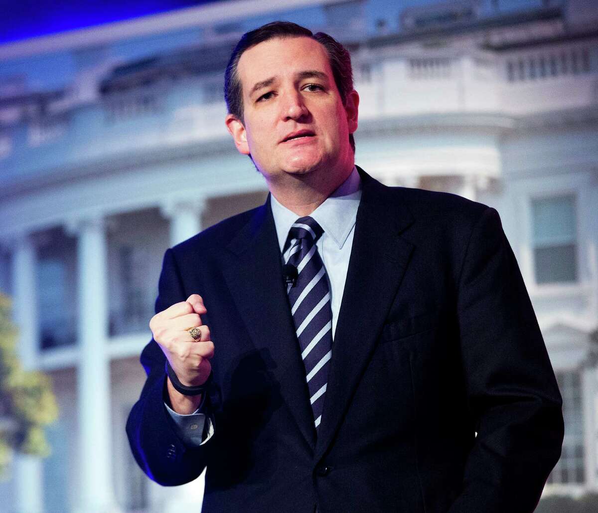 In this March 10, 2015, photo, Sen. Ted Cruz, R-Texas, speaks at the International Association of Firefighters (IAFF) Legislative Conference and Presidential Forum in Washington. A pair of lawyers who have represented presidents from both parties at the Supreme Court says Cruz is legally eligible to run for president. Solicitor General Paul Clement and former Obama acting Solicitor General Neal Katyal are writing in the Harvard Law Review that the Canadian-born Cruz meets the constitutional standard to be a presidential contender. The bipartisan duo's commentary comes as Cruz moves toward an expected White House run.