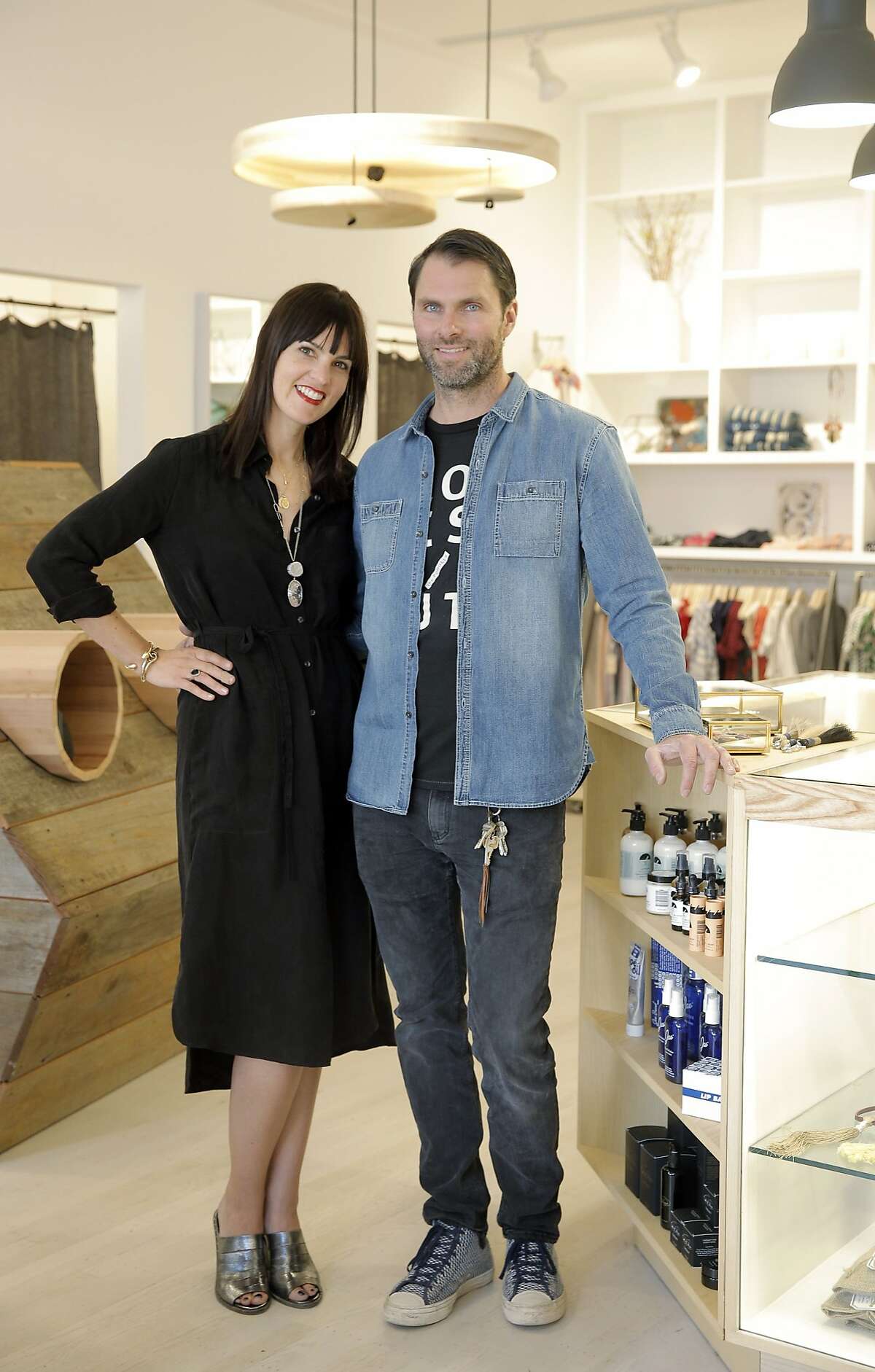 Lauren and Josh Podolls, the owners of Podolls on 24th Street in San Francisco, Calif., on the day they opened the store, Thursday, March 5, 2015.
