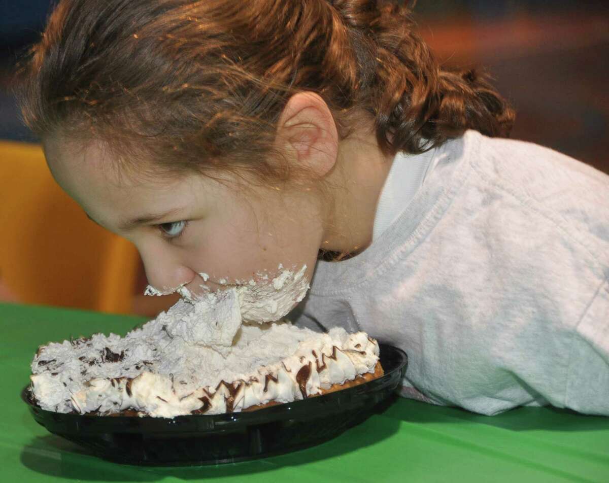 Students at Holy Family Academy in Hazleton, Pa., held a pie-eating contest ahead of Pi Day this year.