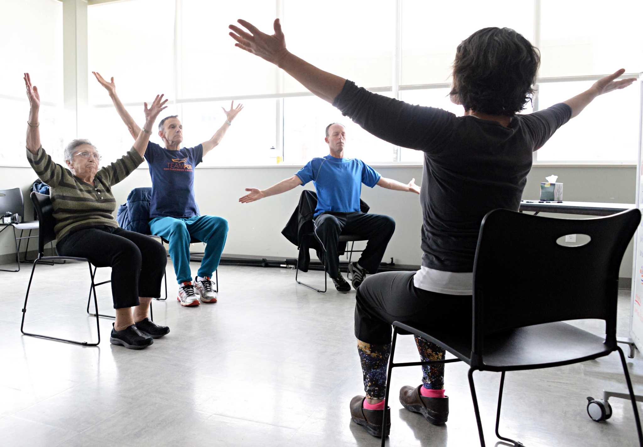 Yoga class for those with Parkinson's disease