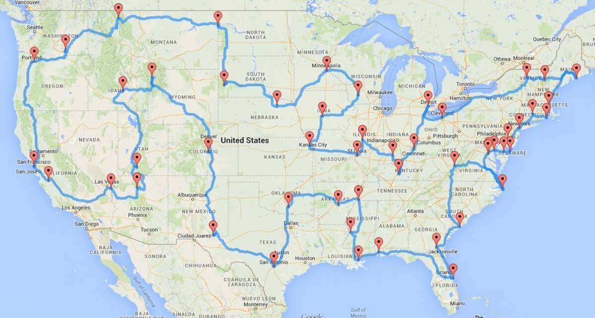 This is the most epic road trip ever for for folks who are game to hit the roads for the 13,699-mile, 224-hour trip. That's all drive time.