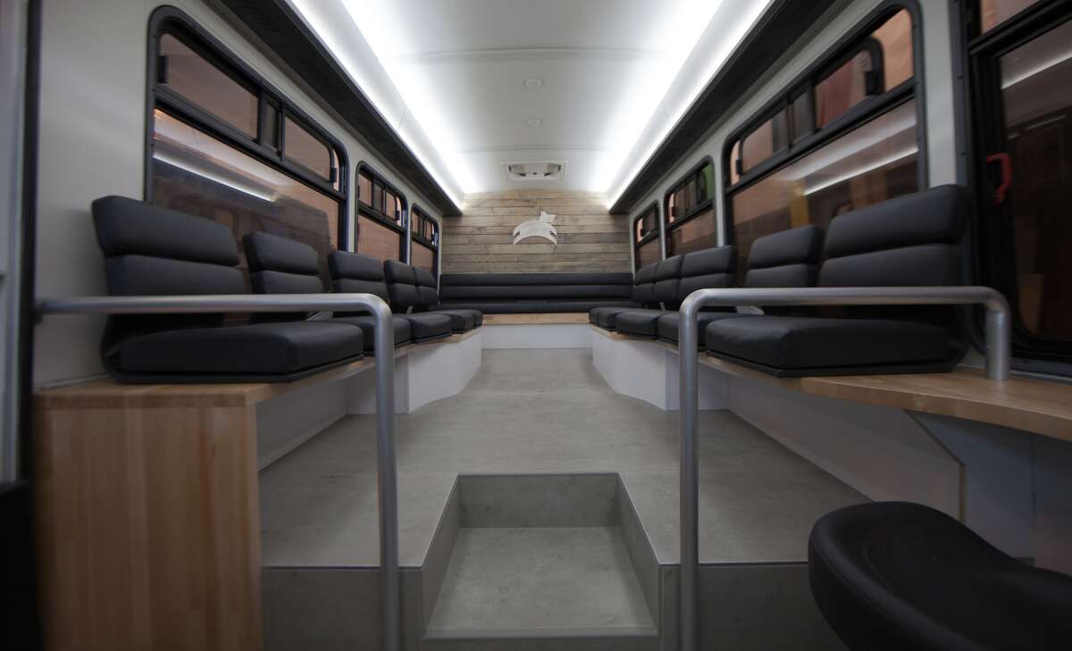 The new Leap commuter bus debuted in San Francisco on March 18, 2015.