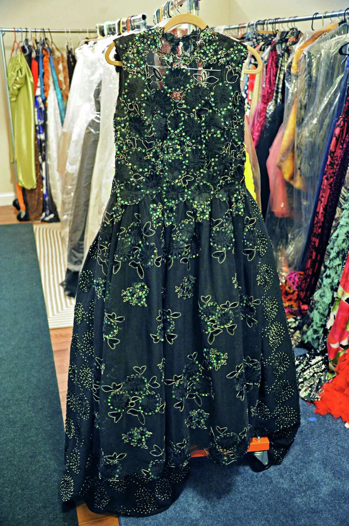 A dress for the mother of Thomas Curley, who won an Oscar for sound mixing for the film OWhiplash" by local designer Daniel Mozzes at his Pearl Street studio Wednesday March 18, 2015 in Albany, NY. (John Carl D'Annibale / Times Union)