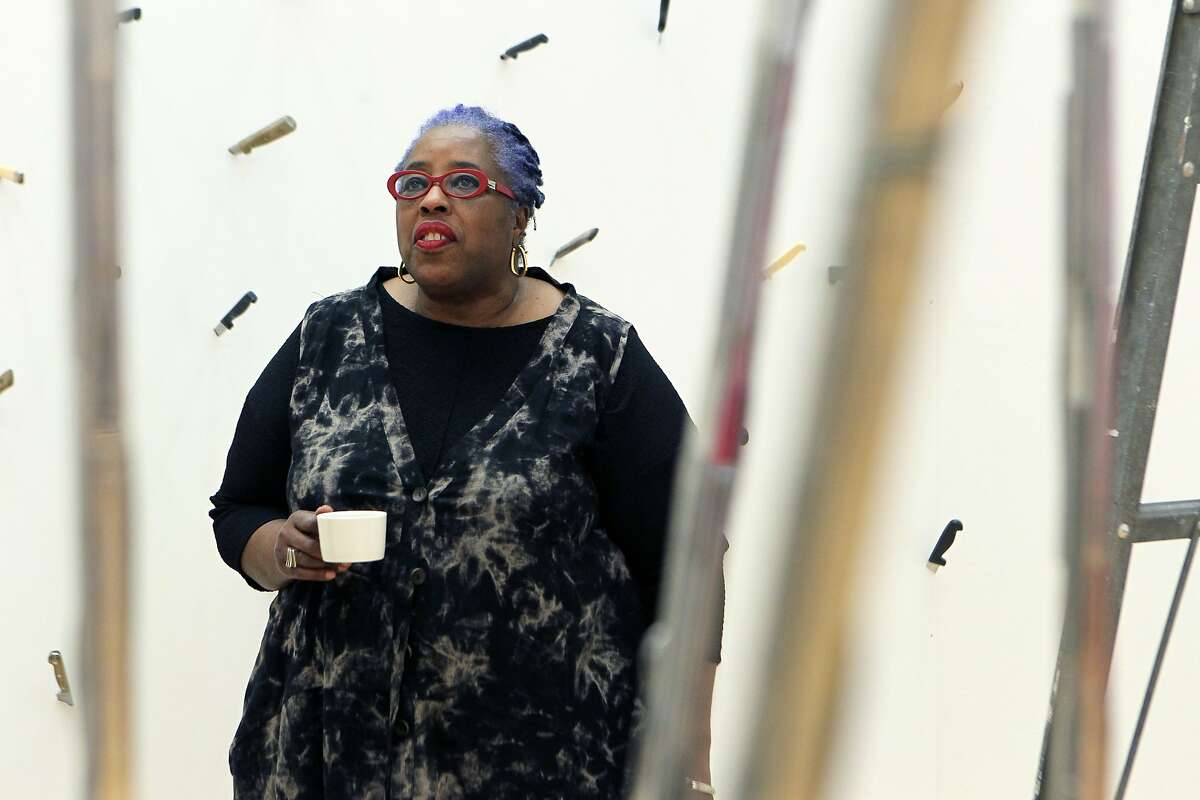 Bay Area artist Mildred Howard is at the Richmond Art Center to uncrate her work and prepare for her solo show later this month, pictured Friday, March 13, 2015, in Richmond, Calif.