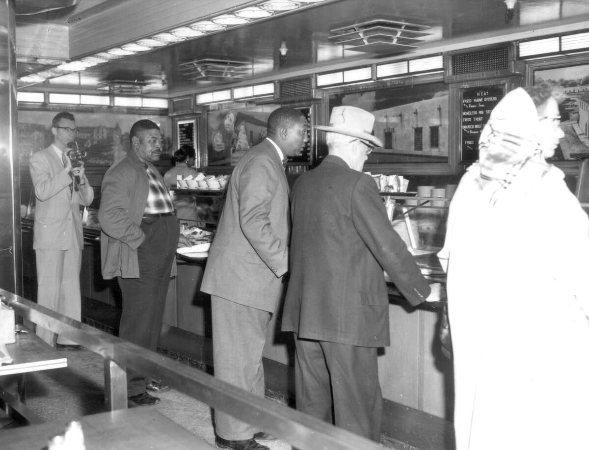 Lunch counter at Woolworths Department Store. San Antonio, Texas. March 16,1960. CREDIT: UTSA Libraries Special Collections