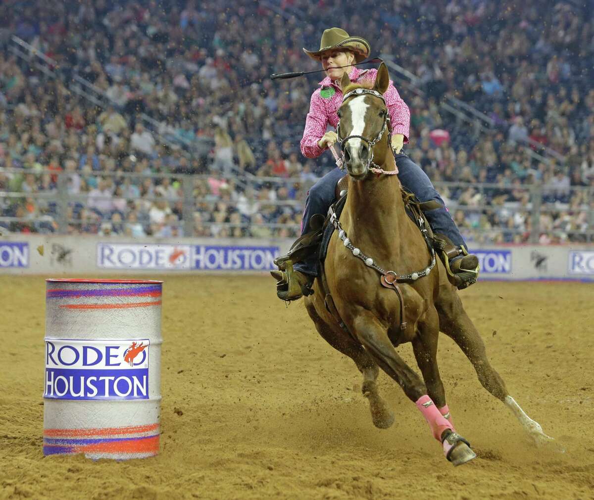 The barrel racer's horse. Her dog. And her squirrel.