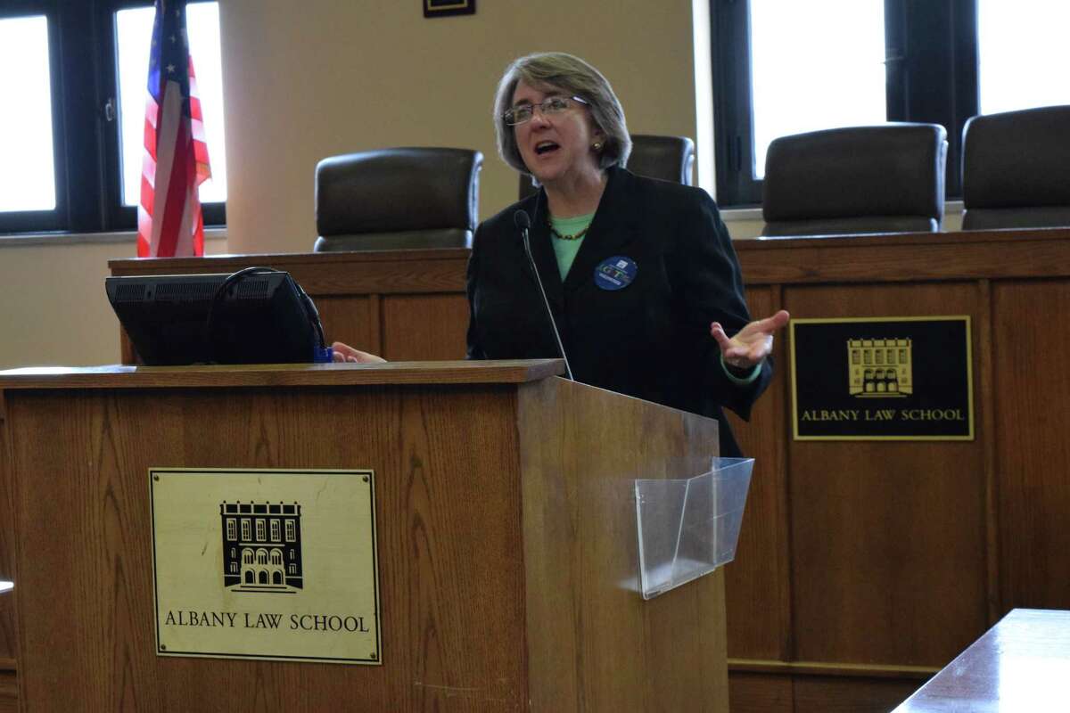 Elizabeth Garry, a New York Supreme Court justice with the Appellate Division, spoke about her experience as the first openly lesbian justice in New York at the LGBT Law Day on March 21, 2015 at the Albany Law School. (Brittany Horn / Times Union)