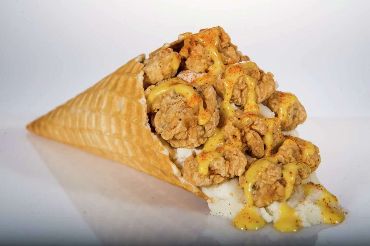 Minute Maid Park (Houston), Chicken and Waffle Cone -- Waffle cone stuffed with mashed potatoes, fried chicken and drizzled with honey mustard