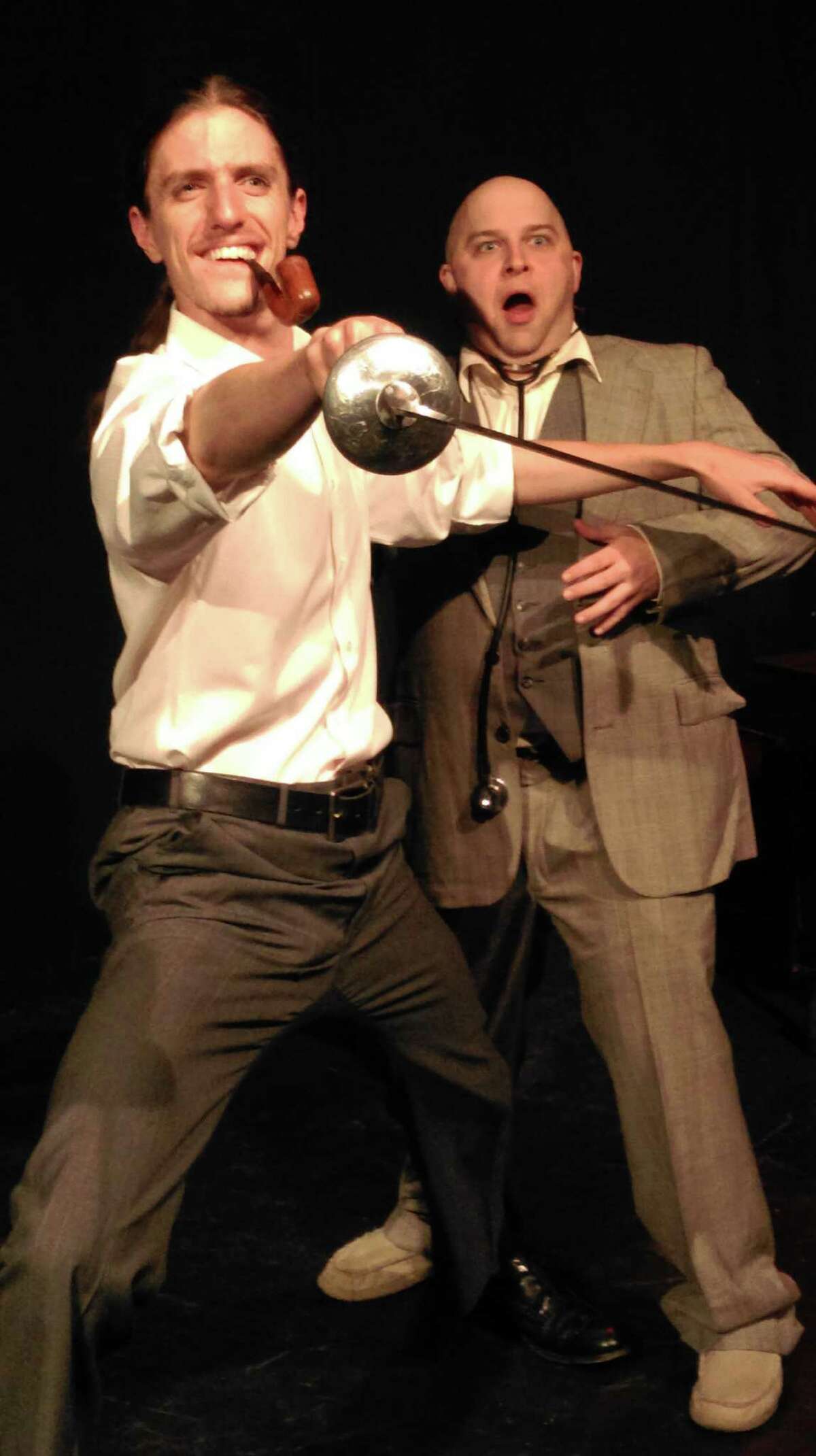 Joseph Travis Urick and Benjamin Scharff star in "You've Ruined a Perfectly Good Mystery" at the Rose Theatre Company.
