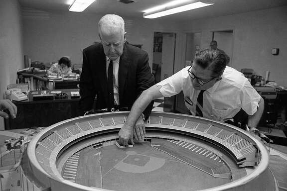 Houston Sports Association executives R.E. "Bob" Smith, left, and Roy Hofheinz, early 1960s.