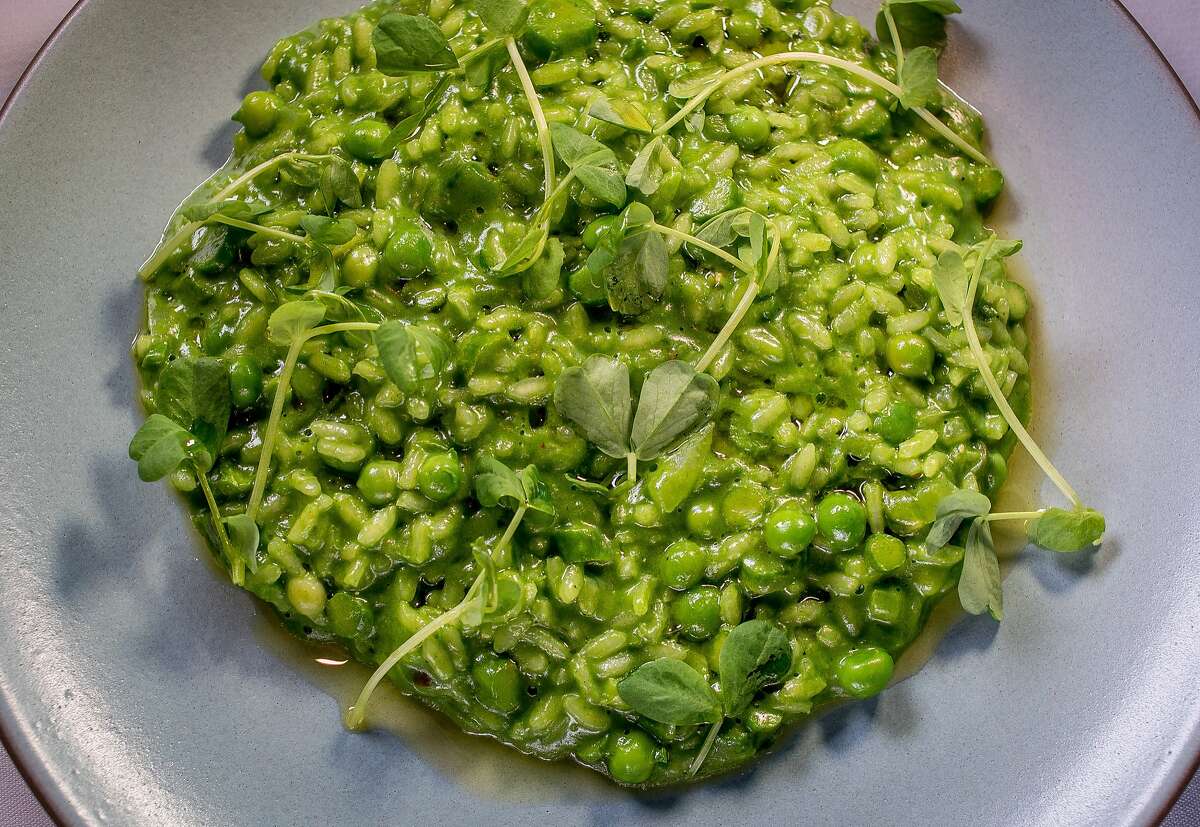 Risotto with Asparagus and English Peas at Picco in Corte Madera, Calif., is seen on Wednesday, March 25th, 2015.