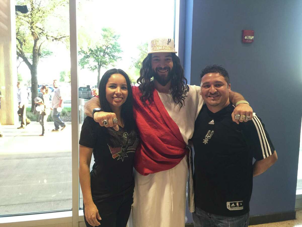 Spurs Jesus stopped by the AT&T Center to watch the Spurs go after the Mavericks and later mingled with the crowed.