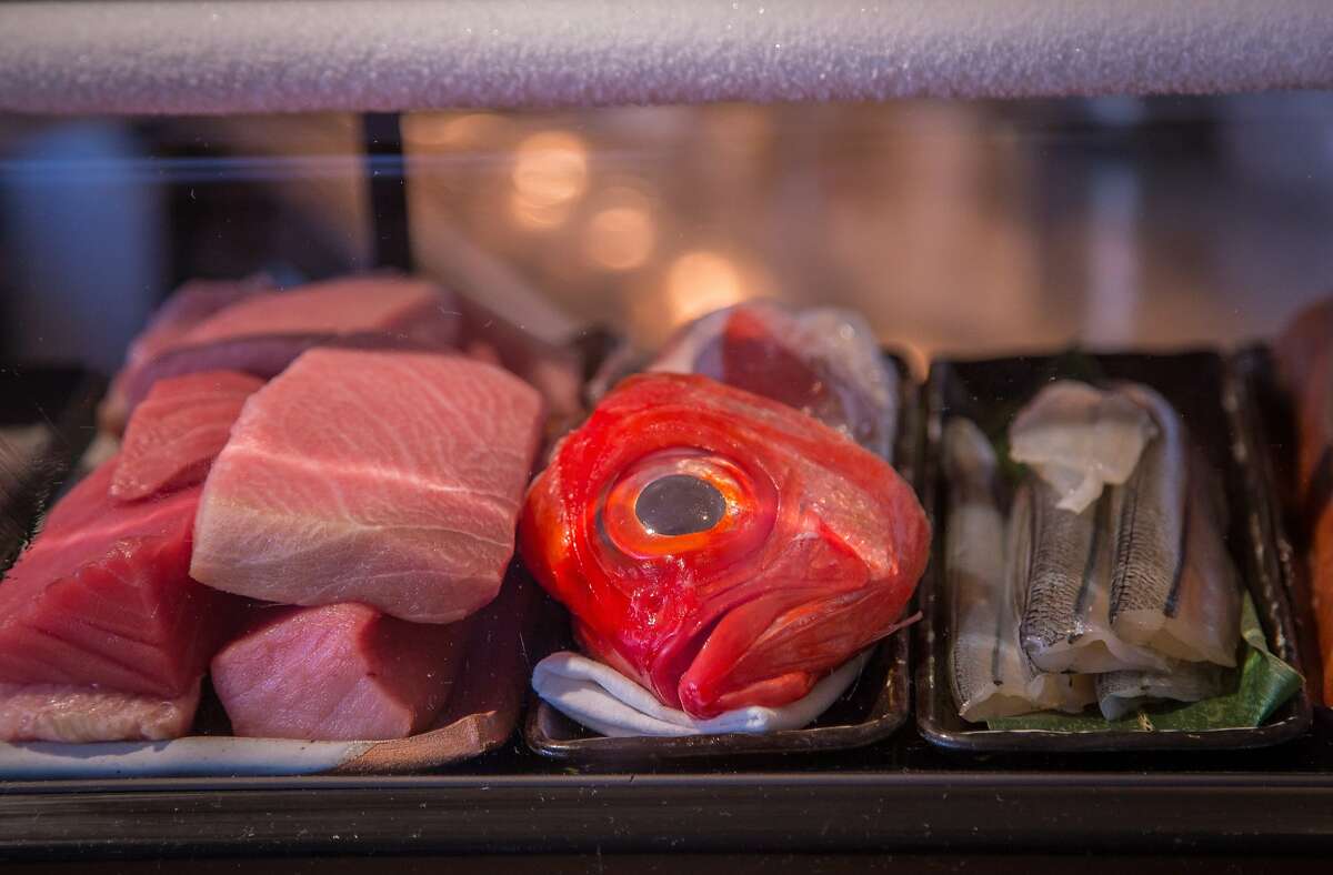 Fish in the case at Sushi Ran in Sausalito, Calif. are seen on Saturday, March 28th, 2015.