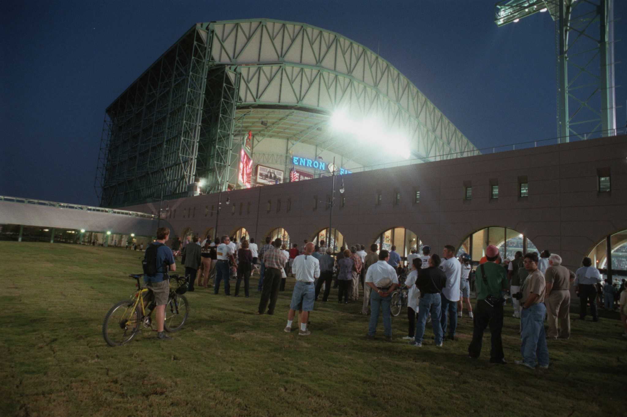 Enron Field (Currently Minute Maid Park) during a night Houston Astros game