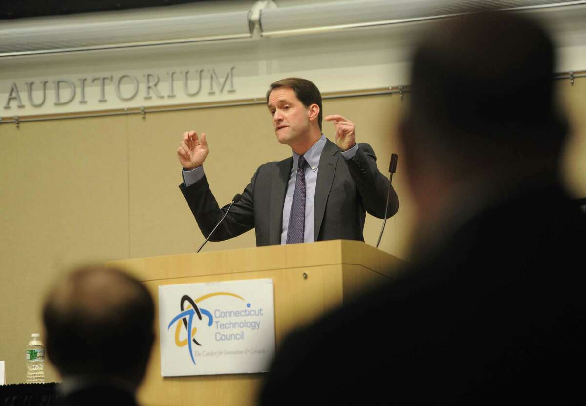 U.S. Rep. Jim Himes speaks during the cybersecurity seminar series at UConn Stamford branch in Stamford, Conn. Monday, March 30, 2015. The Connecticut Technology Council hosted a cybersecurity forum featuring keynote speaker Congressman Jim Himes, a ranking member of the subcommittee for National Security Agency & Cybersecurity. Connecticut Technology Council board member Rick Harris and FBI Supervisory Special Agent Martin McBride also spoke about cybersecurity.