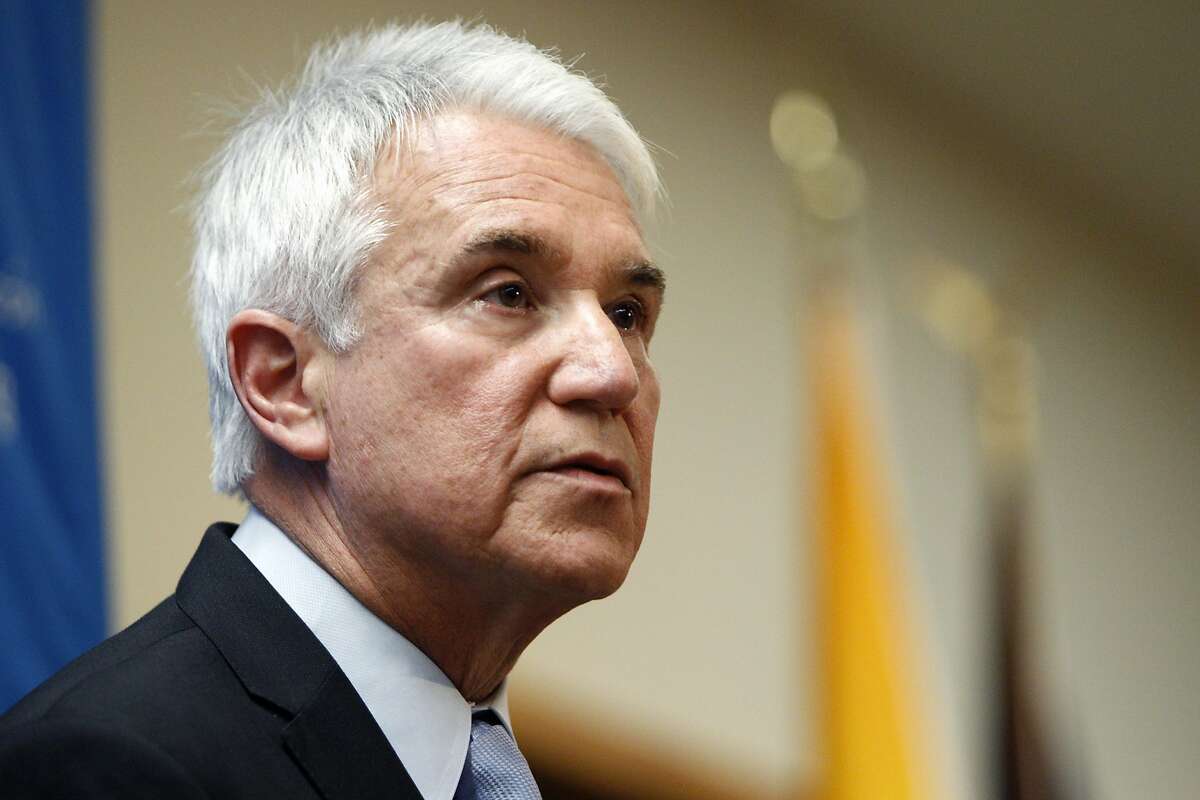 An anti-corruption task force will be formed following a series of misconduct among city employees, announces District Attorney George Gascon during a news conference at the Hall of Justice, Monday, March 30, 2015, in San Francisco, Calif.