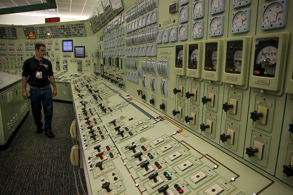Reactor operator, Owen Thomas inside the control room of the steam turbine and generator building at the Diablo Canyon Nuclear Power plant in San Luis Obispo, Calif., as seen on Tues. March 31, 2015.