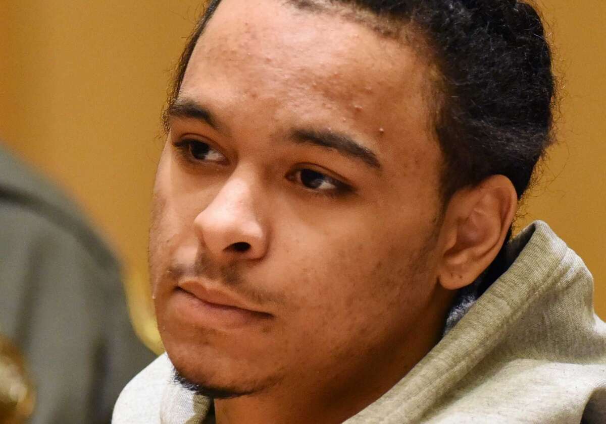 James McLamb, 22, of Harding Place, New Haven, is arraigned at the Connecticut Superior Court in Stamford, Conn. Monday, March 16, 2015. McLamb was charged for the murder of Antonio Muralles, who was stabbed on Bedford Street Wednesday night. A 15-year-old juvenile was also charged with murder.