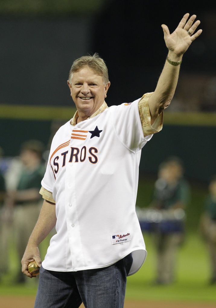 Astrodome Conservancy on X: Vice President Bush throws out the first pitch  at the Houston Astros game in the Astrodome as pitcher Nolan Ryan looks on.   / X