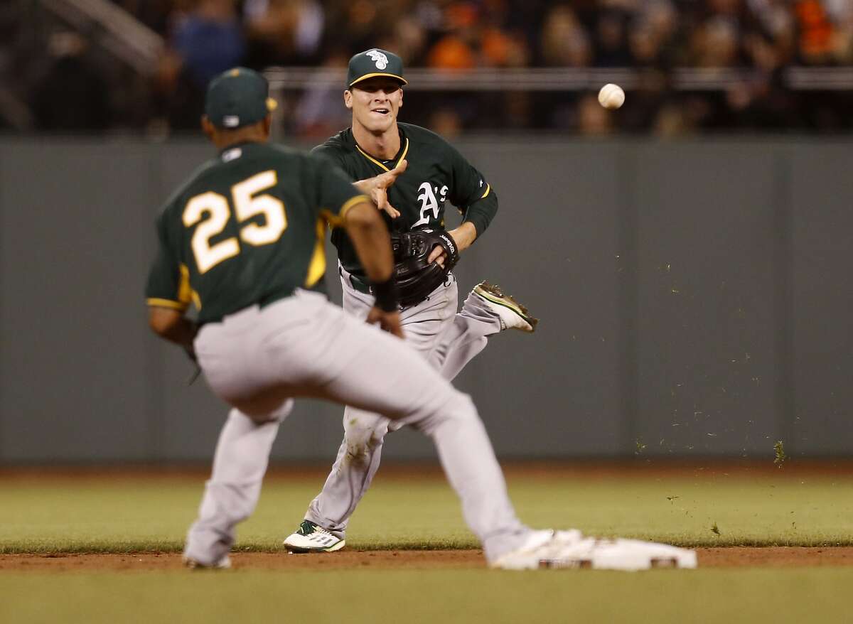 Coco Crisp of the Oakland Athletics swings and watches the flight