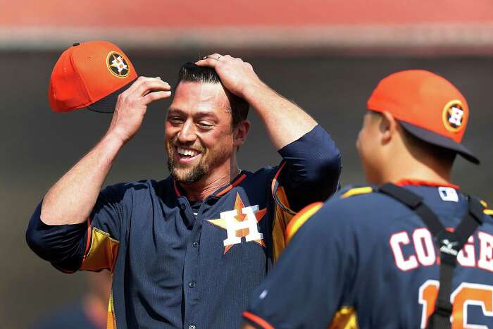 Apr 1, 2015: Kissimmee, FL, USA; Houston Astros left fielder Evan