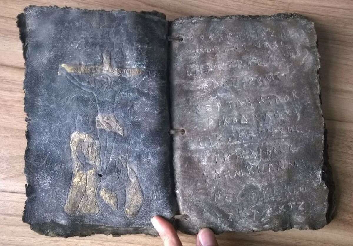 A Bible written on deerskin and thought to be thousands of years old is seen after it has emerged in Bandirma, in the province of Balikesir, Turkey on April 3, 2015.