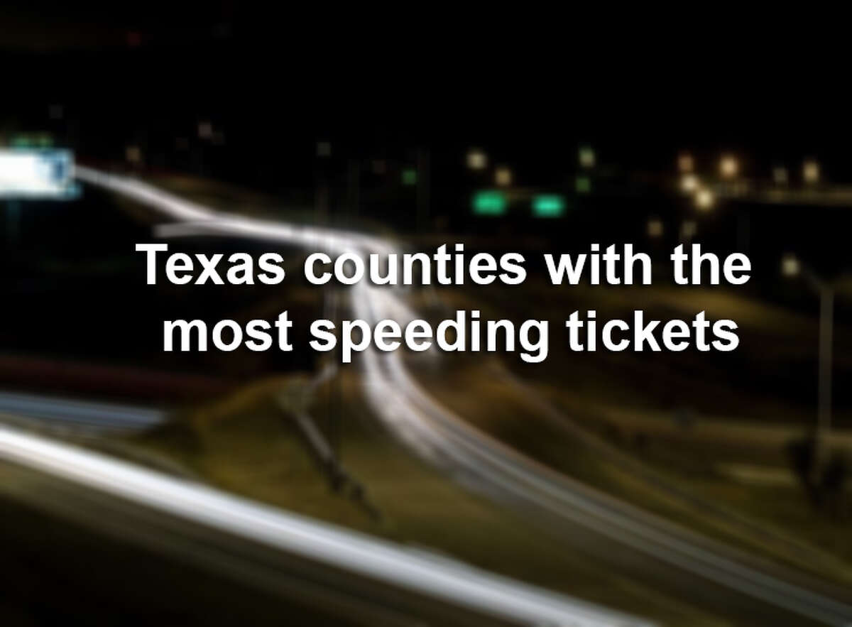 Top 20 Texas counties with the most speeding tickets traveling 100 mph or more