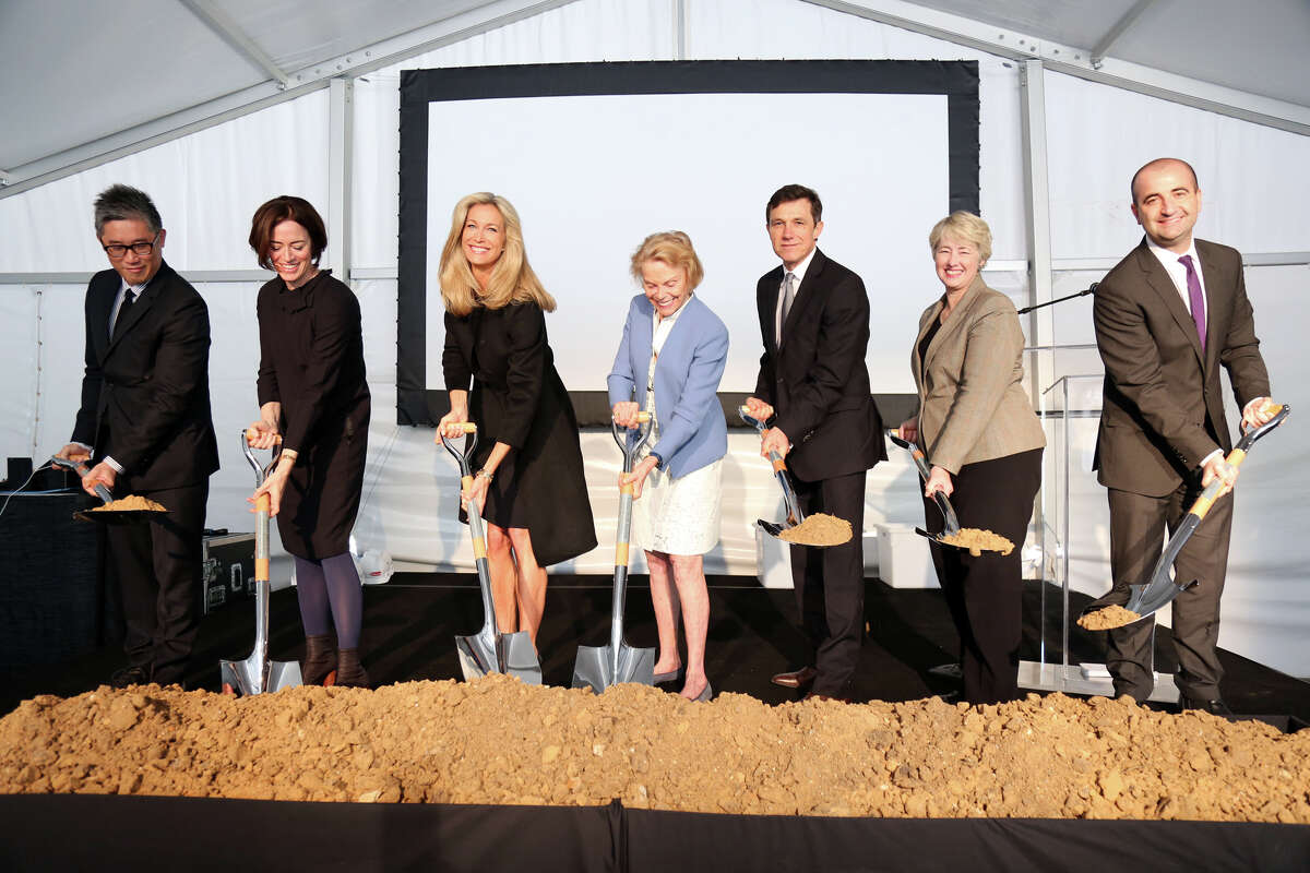 Posing with ceremonial shovels for the groundbreaking of the Menil Drawing Institute earlier this year were architects Mark Lee and Sharon Johnston, from left, Menil Foundation president Janet Hobby, Menil Collection board chairman Louisa Stude Sarofim, Menil Collection director Josef Helfenstein, Mayor Annise Parker and Menil Drawing Institute chief curator David Breslin.