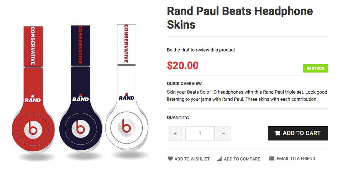 Rand Paul, the Republican U.S. Senator from Kentucky and high-profile libertarian has officially announced candidacy in the 2016 presidential election. Supports can declare their allegiance with these Beats By Dre headphone skins and other swag from ronpaul.com