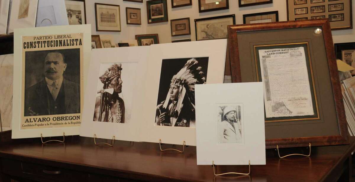 Old prints related to Texas and Mexico are on display inside The Antiquarium.