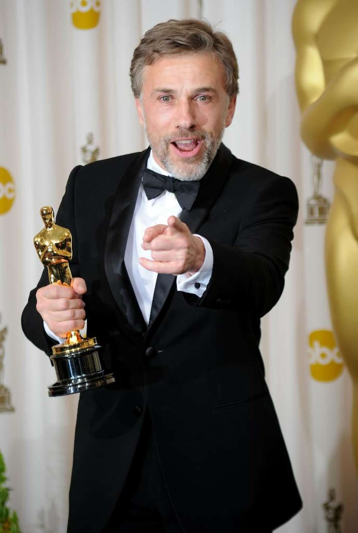 HOLLYWOOD - MARCH 07: (EDITORS NOTE: NO ONLINE, NO INTERNET, EMBARGOED FROM INTERNET AND TELEVISION USAGE UNTIL THE CONCLUSION OF THE LIVE OSCARS TELECAST) Actor Christoph Waltz, winner of Best Supporting Actor award for "Inglourious Basterds," poses in the press room at the 82nd Annual Academy Awards held at Kodak Theatre on March 7, 2010 in Hollywood, California. (Photo by Jason Merritt/Getty Images) *** Local Caption *** Christoph Waltz