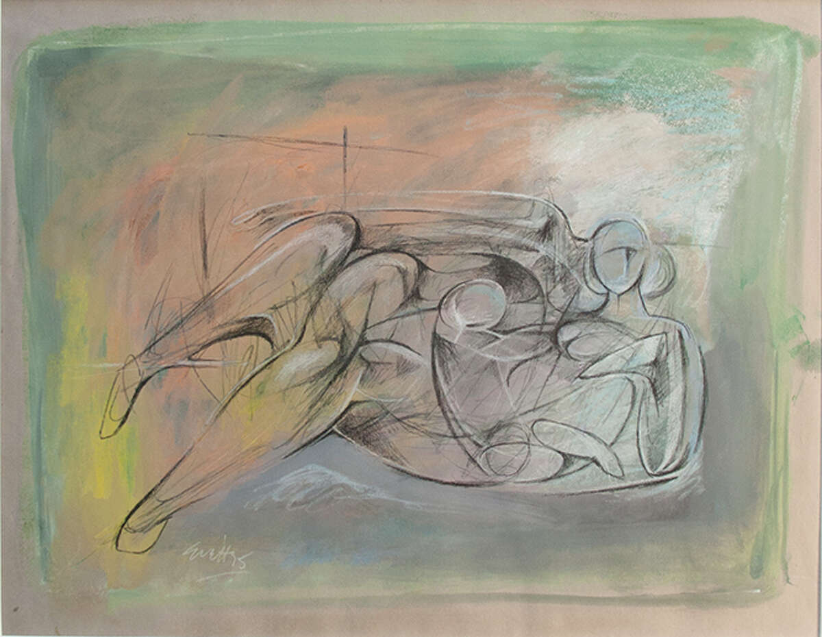 A 1975 untitled pastel drawing by artist Phil Evett is featured in a retrospective at the Hunt Gallery. A new book titled "Dreamscapes" features more than 400 Evett drawings.