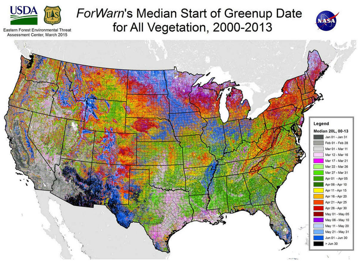 NASA satellites map vegetation and spring across the U.S.