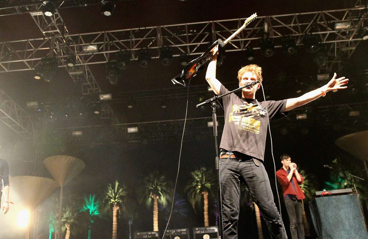 INDIO, CA - APRIL 11: Musician Dave Bayley of Glass Animals performs onstage during day 2 of the 2015 Coachella Valley Music & Arts Festival (Weekend 1) at the Empire Polo Club on April 11, 2015 in Indio, California. (Photo by Karl Walter/Getty Images)
