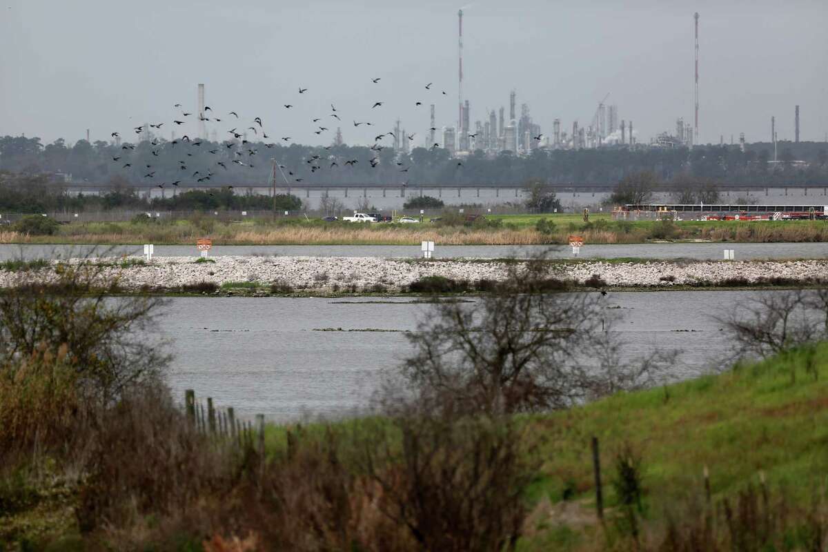 San Jacinto River Waste Pits between Highlands and Channelview are a set of ponds approximately 14 acres in size built in the mid-1960s for disposal of paper mill wastes.