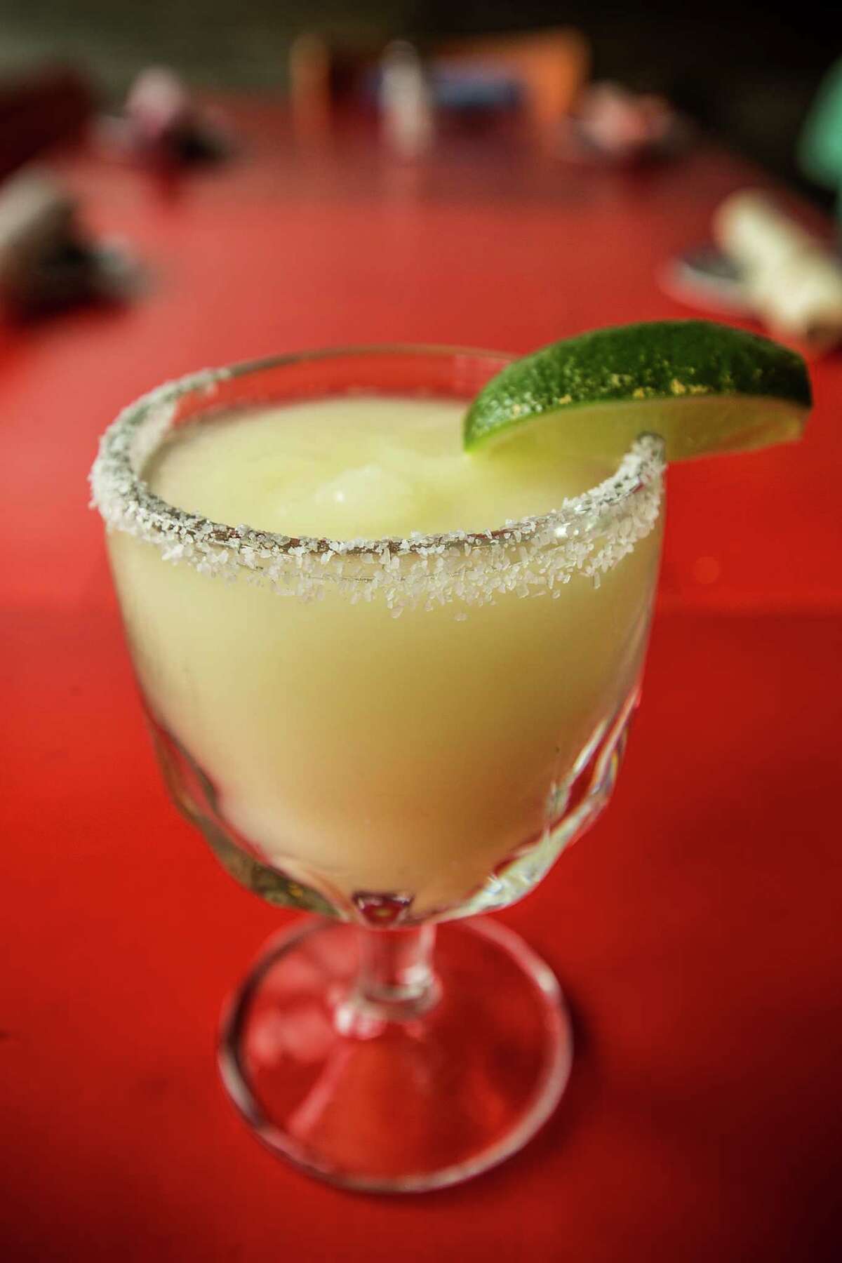 A frozen margarita is shown at The El Cantina Superior on Friday, April 3, 2015, in Houston. ( Brett Coomer / Houston Chronicle )
