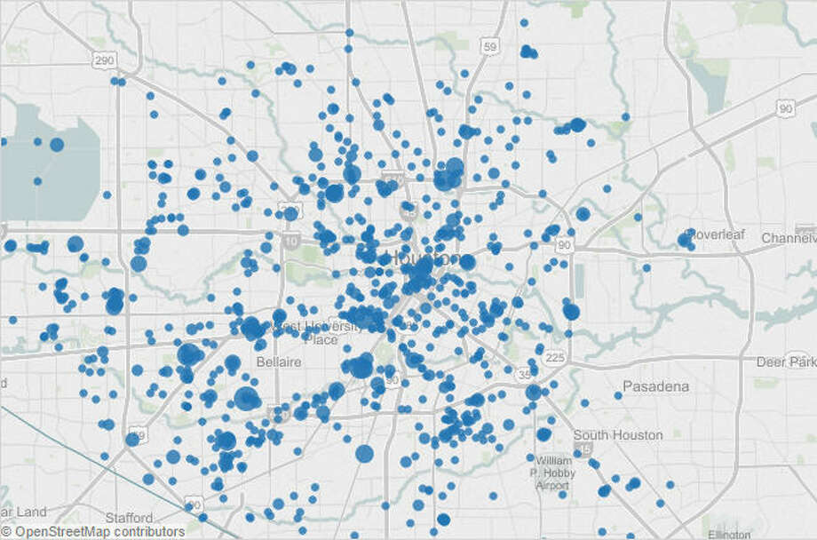 About 150 flooding incidents were reported on Houston streets between January-March 2015. Photo: Google Maps