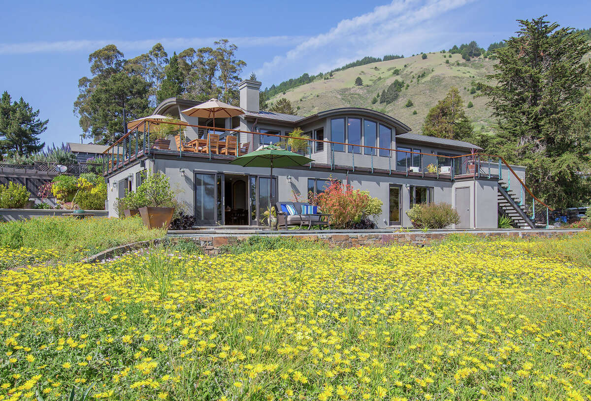 Wildflowers and tree-studded hills flank the Stinson Beach home built in 2007. Click here to see what else is currently on the market in the North Bay.