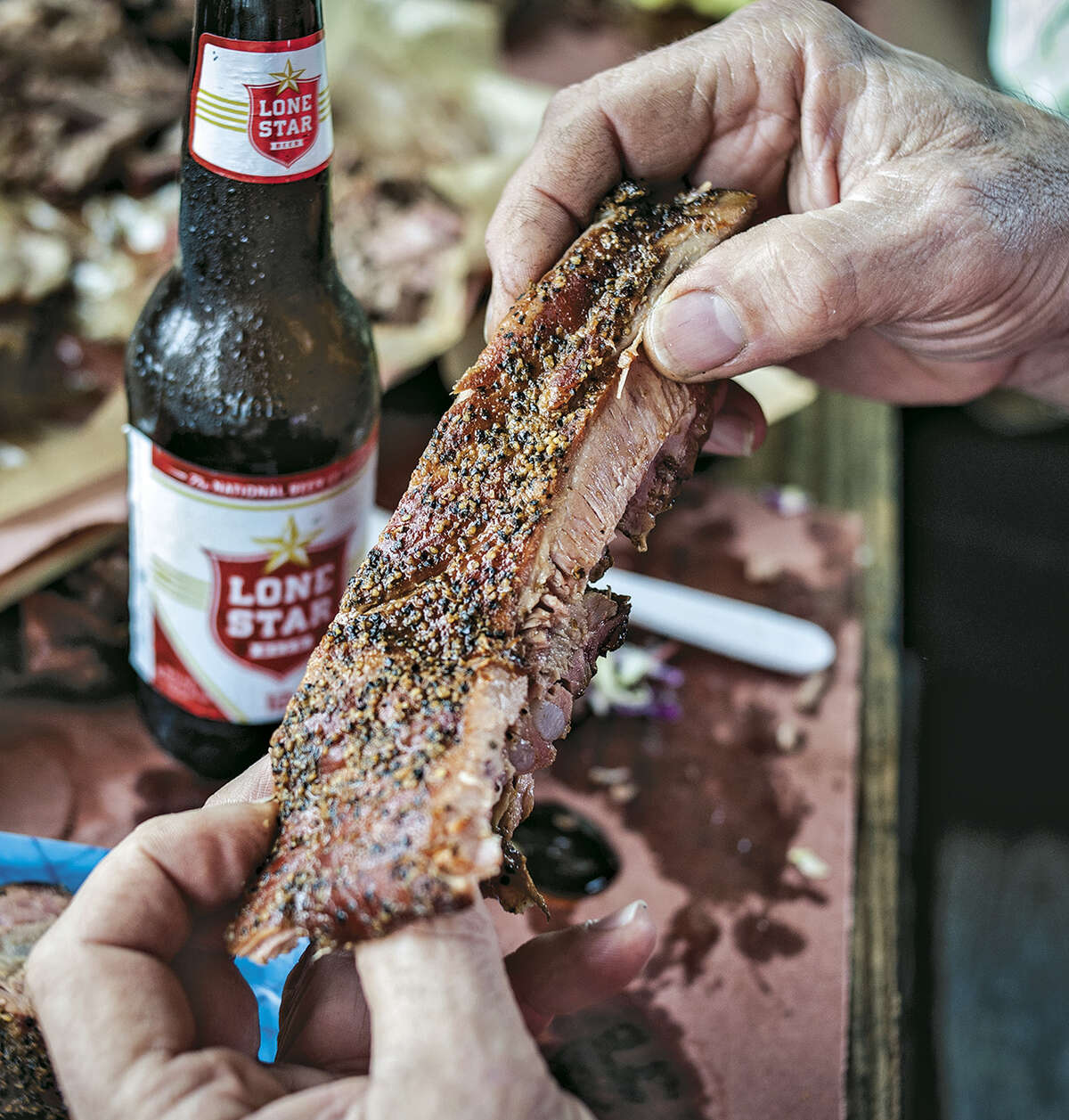 Ribs and beer are included in "Franklin Barbecue: A Meat-Smoking Manifesto."
