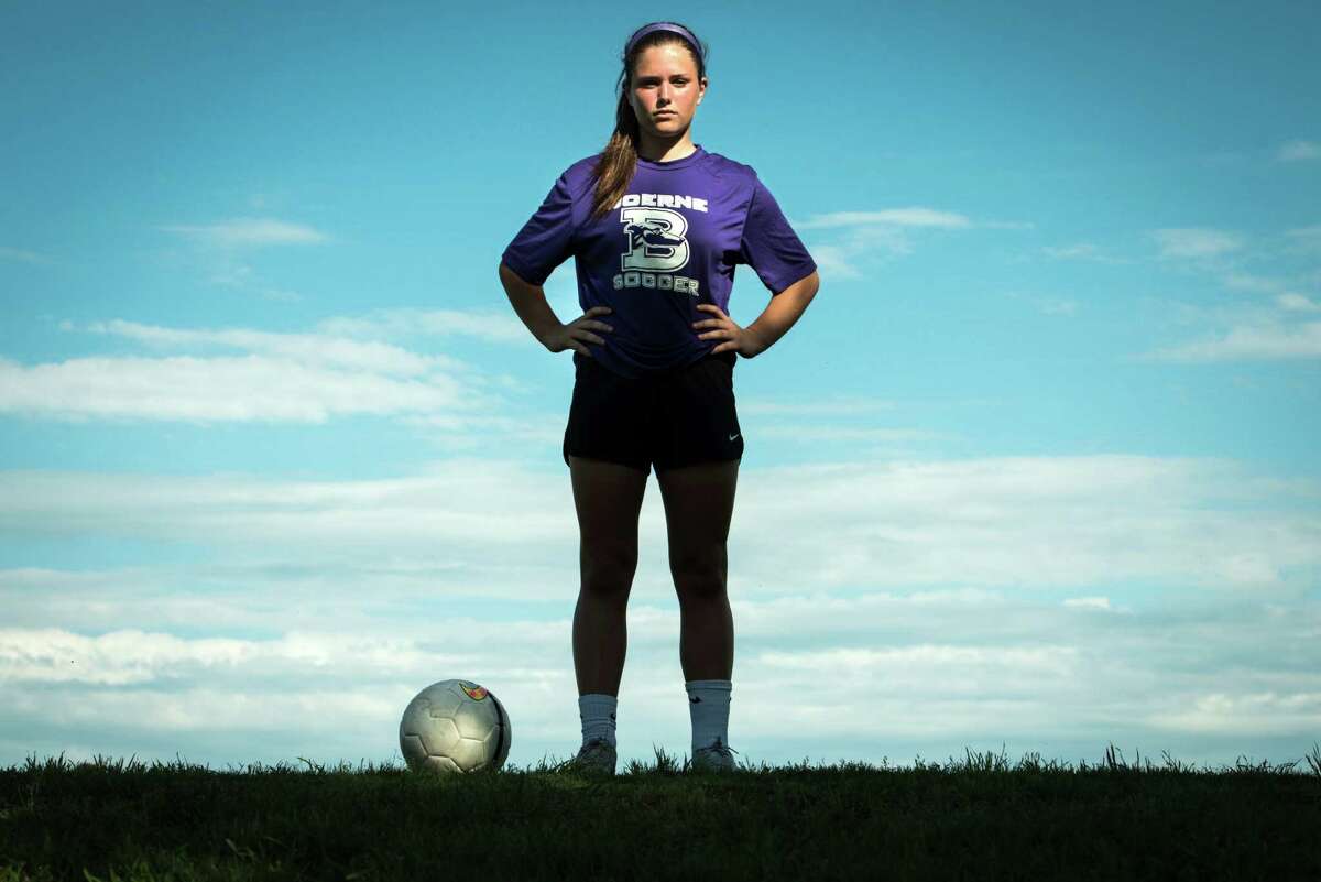Freshman Cassidy Miller, a top goal scorer for Boerne High School girls soccer, poses for a portrait on April 13, 2015 in Boerne.